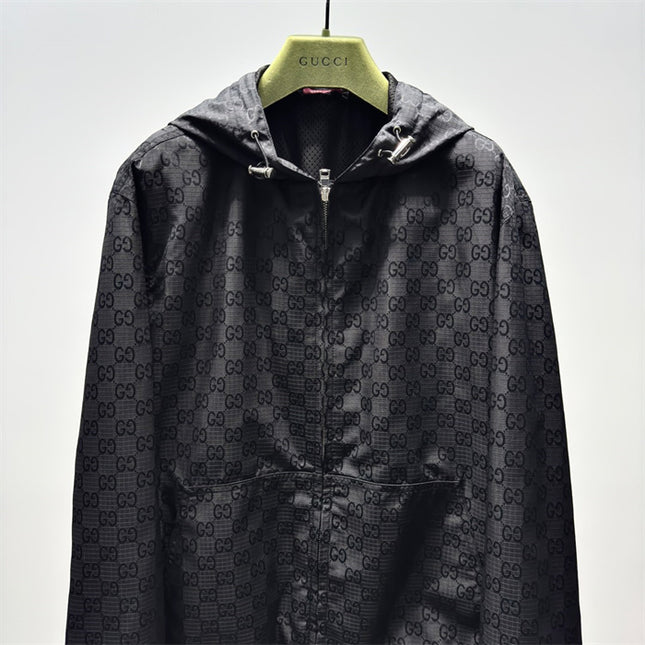 Gucci Monogram Nylon Hooded Jacket – Black