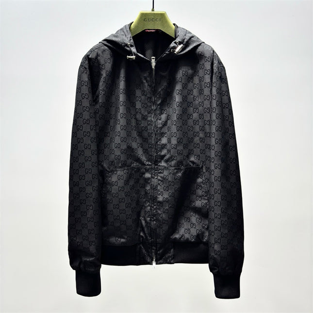 Gucci Monogram Nylon Hooded Jacket – Black