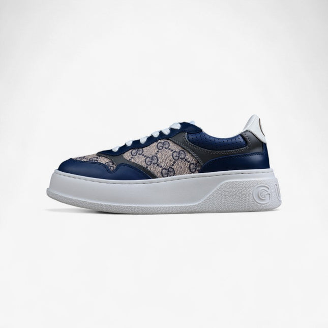 Gucci  Monogram Platform Sneaker – Navy & White
