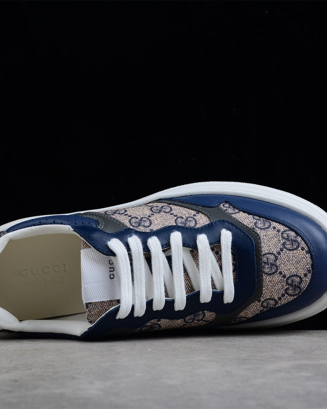 Gucci  Monogram Platform Sneaker – Navy & White