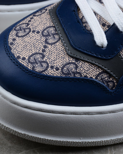 Gucci  Monogram Platform Sneaker – Navy & White