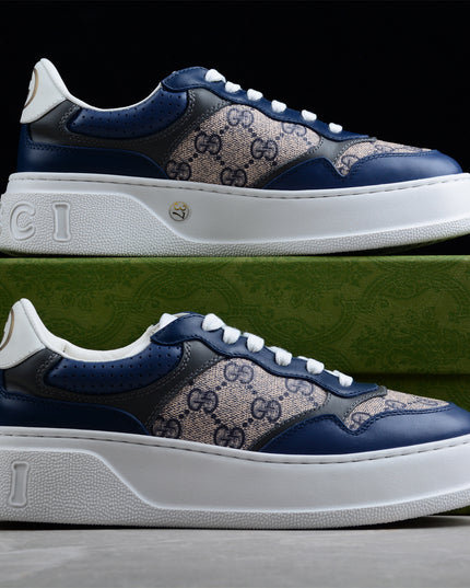 Gucci  Monogram Platform Sneaker – Navy & White