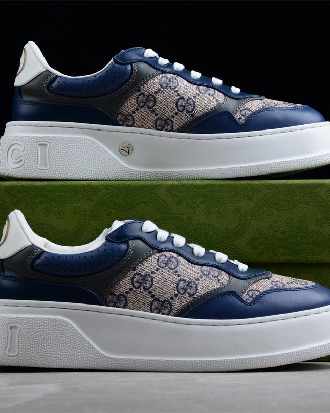 Gucci  Monogram Platform Sneaker – Navy & White