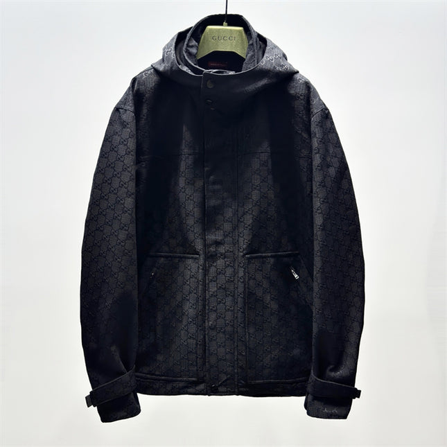 Gucci Monogram Technical Hooded Jacket – Black