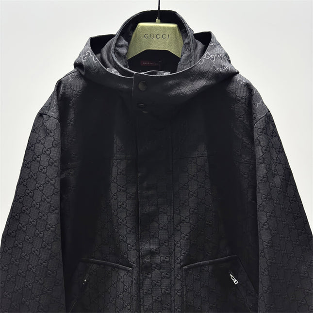 Gucci Monogram Technical Hooded Jacket – Black