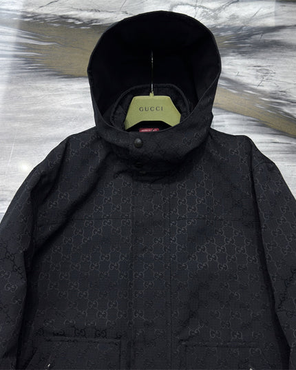 Gucci Monogram Technical Hooded Jacket – Black