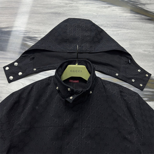 Gucci Monogram Technical Hooded Jacket – Black