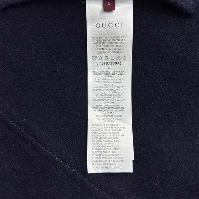 Gucci Monogram Wool Zip Hoodie – Navy & Ivory