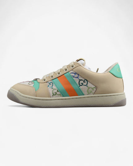 Gucci Multicolor GG Monogram Sneaker with Green-Orange Web
