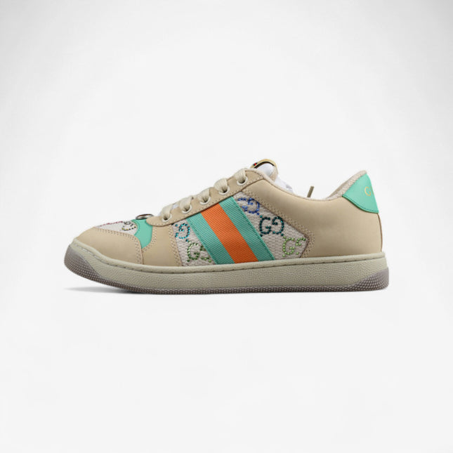Gucci Multicolor GG Monogram Sneaker with Green-Orange Web