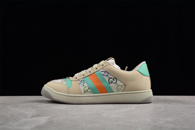 Gucci Multicolor GG Monogram Sneaker with Green-Orange Web