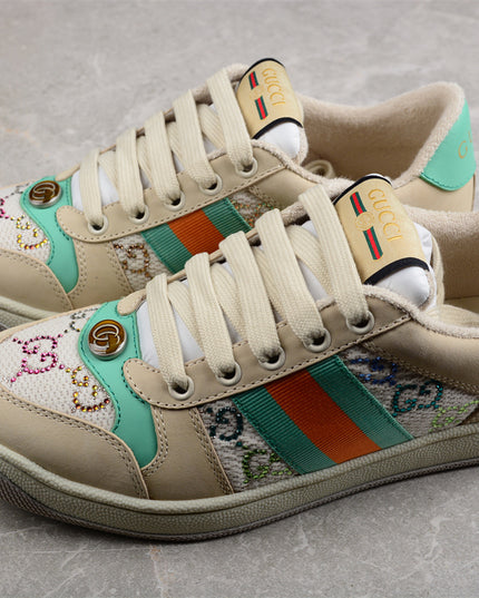 Gucci Multicolor GG Monogram Sneaker with Green-Orange Web
