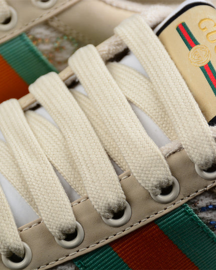Gucci Multicolor GG Monogram Sneaker with Green-Orange Web