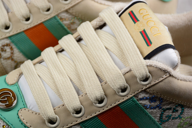 Gucci Multicolor GG Monogram Sneaker with Green-Orange Web