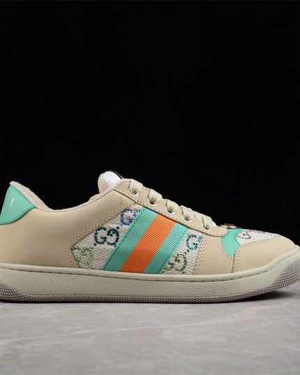Gucci Multicolor GG Monogram Sneaker with Green-Orange Web