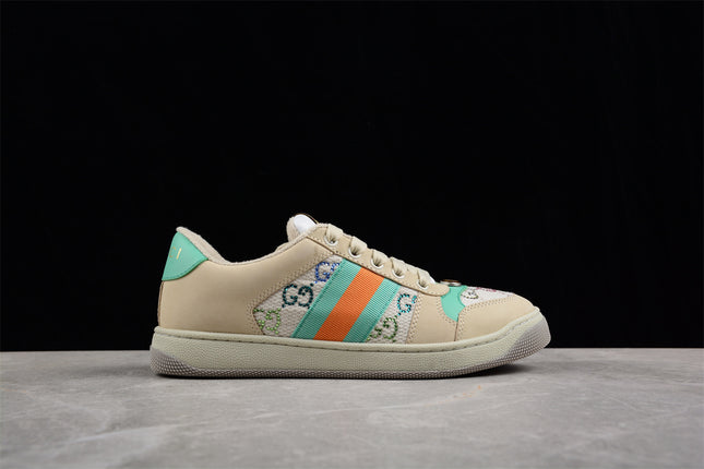 Gucci Multicolor GG Monogram Sneaker with Green-Orange Web