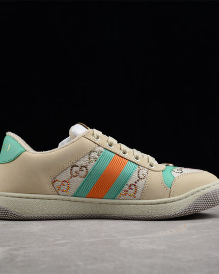 Gucci Multicolor GG Monogram Sneaker with Green-Orange Web