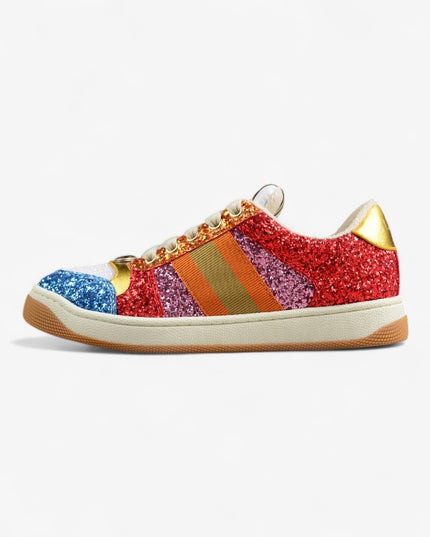 Gucci Multicolor Glitter Sneaker with Gold Details