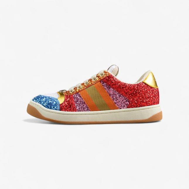 Gucci Multicolor Glitter Sneaker with Gold Details