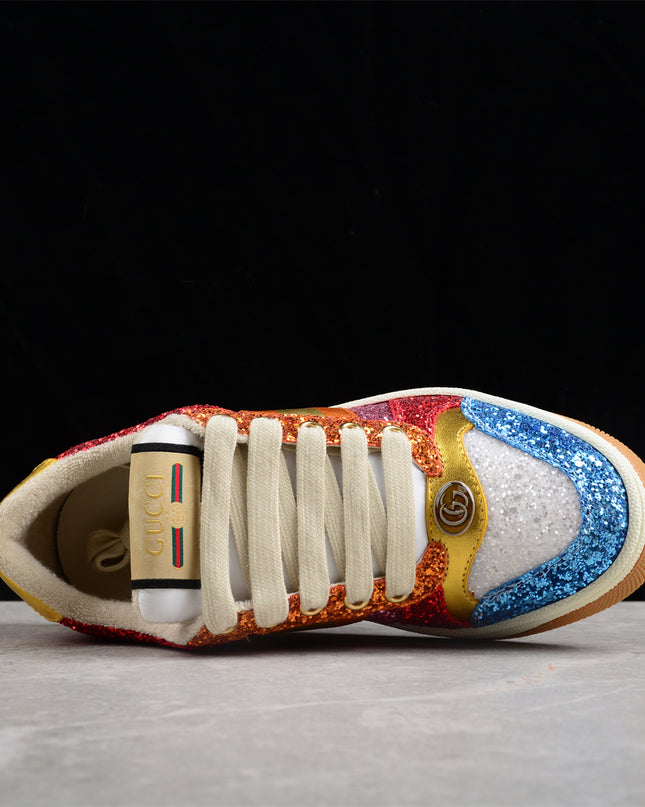 Gucci Multicolor Glitter Sneaker with Gold Details