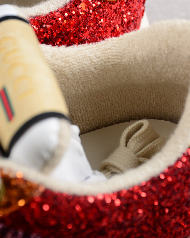 Gucci Multicolor Glitter Sneaker with Gold Details