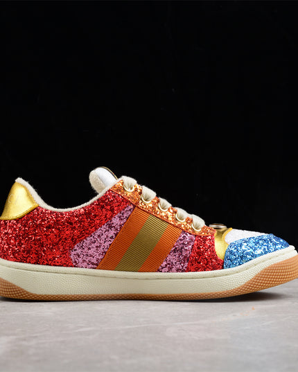 Gucci Multicolor Glitter Sneaker with Gold Details