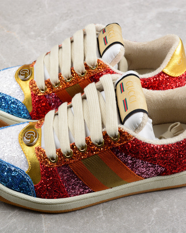 Gucci Multicolor Glitter Sneaker with Gold Details