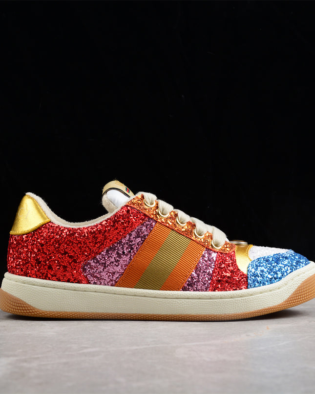 Gucci Multicolor Glitter Sneaker with Gold Details