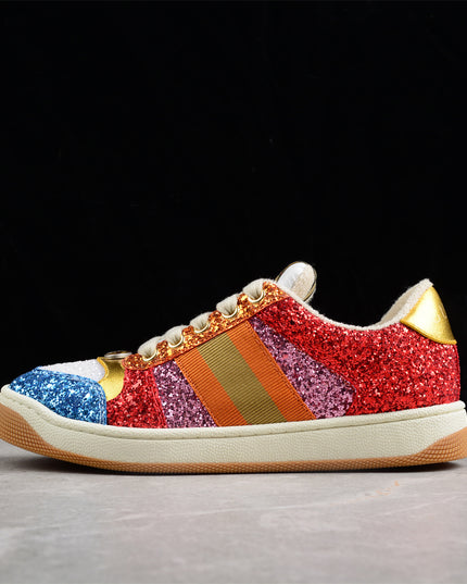 Gucci Multicolor Glitter Sneaker with Gold Details