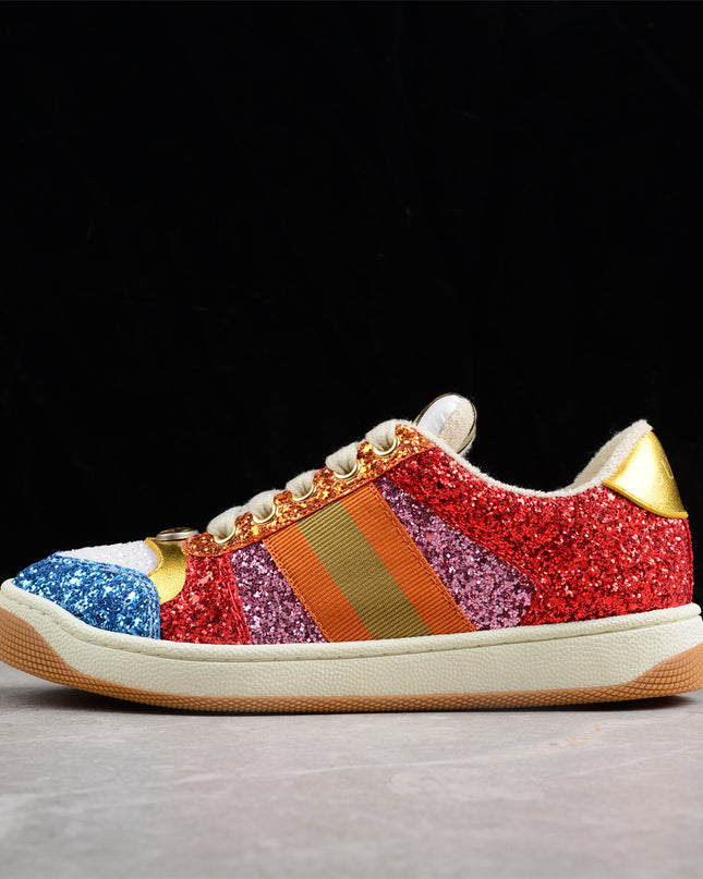 Gucci Multicolor Glitter Sneaker with Gold Details
