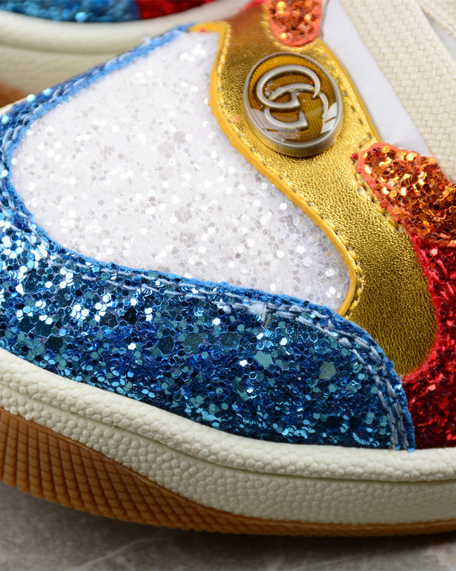 Gucci Multicolor Glitter Sneaker with Gold Details