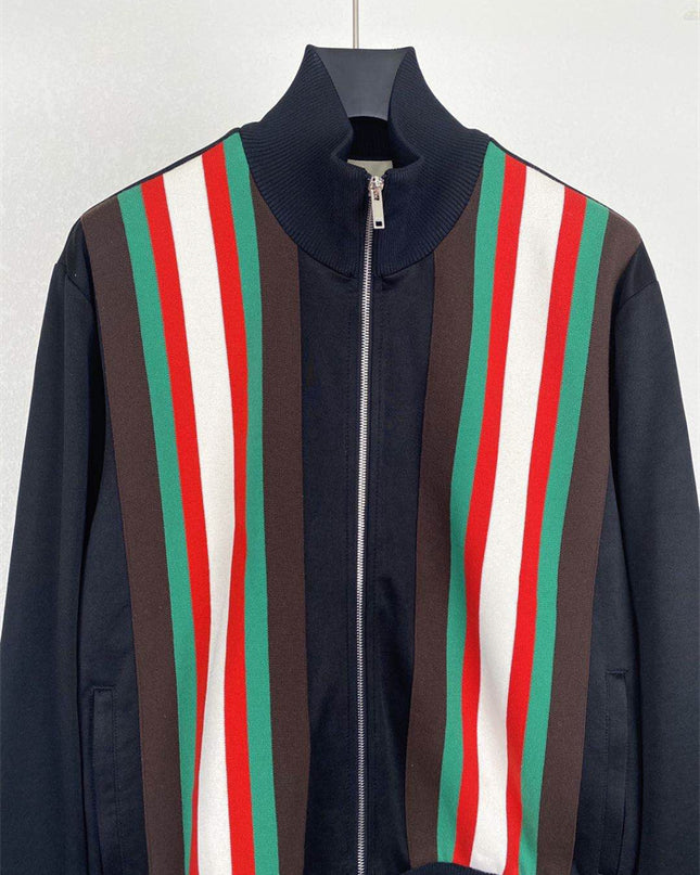 Gucci Multicolor Web Stripe Zip-Up Jacket