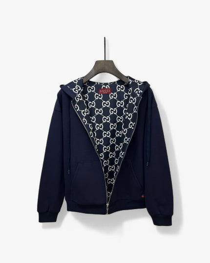 Gucci Navy Blue Zip-Up Hoodie