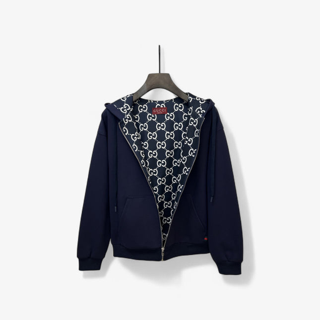 Gucci Navy Blue Zip-Up Hoodie