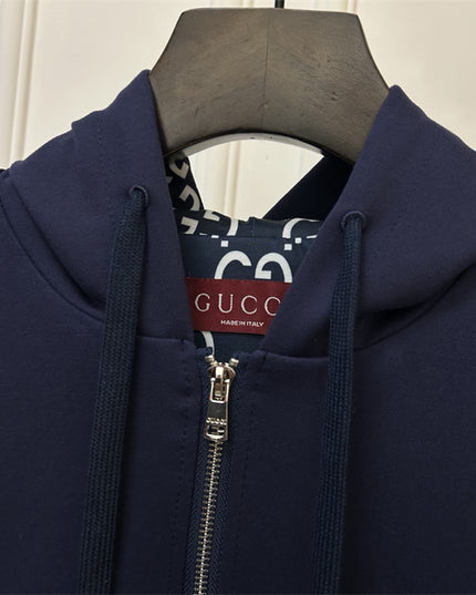 Gucci Navy Blue Zip-Up Hoodie