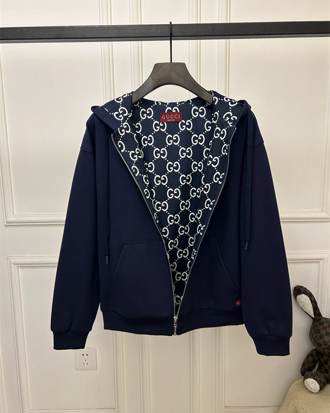 Gucci Navy Blue Zip-Up Hoodie