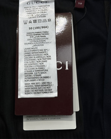 Gucci Navy Cotton Trousers with Web Stripe Detail