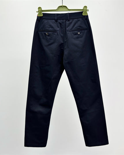 Gucci Navy Cotton Trousers with Web Stripe Detail