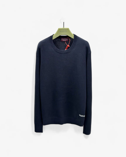 Gucci Navy Crewneck Knit Sweater