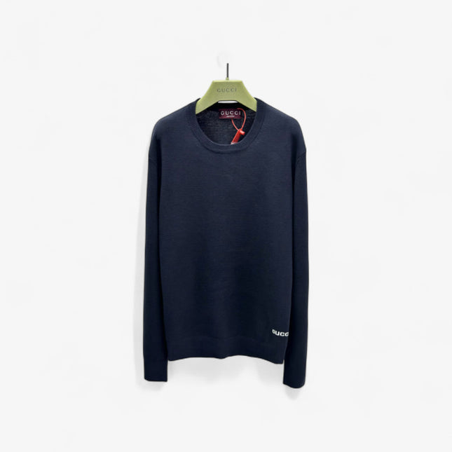 Gucci Navy Crewneck Knit Sweater