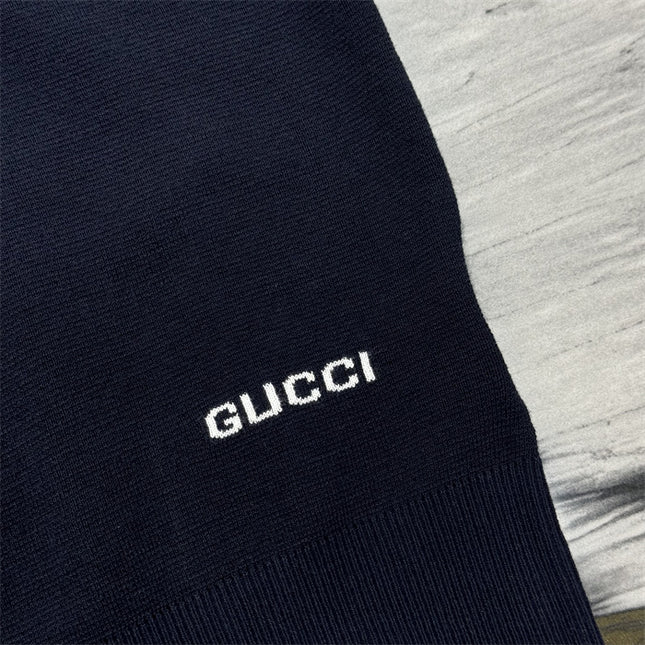 Gucci Navy Crewneck Knit Sweater
