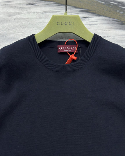 Gucci Navy Crewneck Knit Sweater