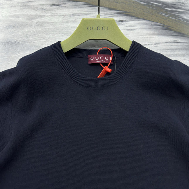 Gucci Navy Crewneck Knit Sweater