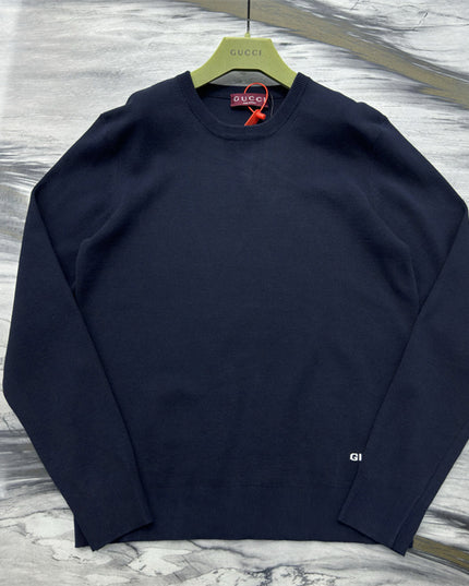 Gucci Navy Crewneck Knit Sweater