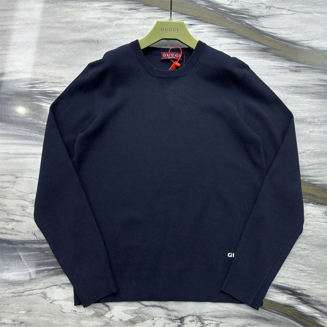 Gucci Navy Crewneck Knit Sweater