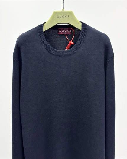 Gucci Navy Crewneck Knit Sweater