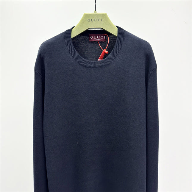 Gucci Navy Crewneck Knit Sweater