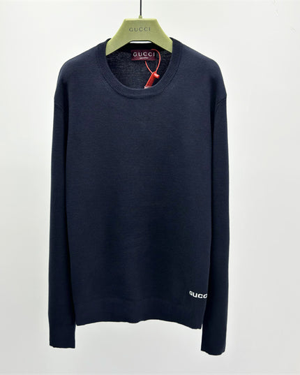 Gucci Navy Crewneck Knit Sweater