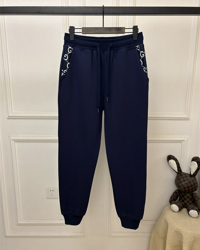 Gucci Navy Jogger Pants with GG Pocket Trim