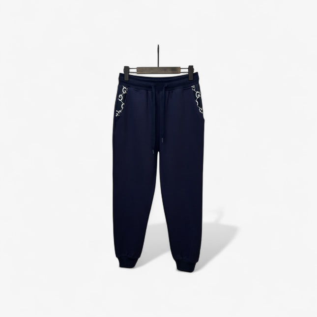 Gucci Navy Jogger Pants with GG Pocket Trim